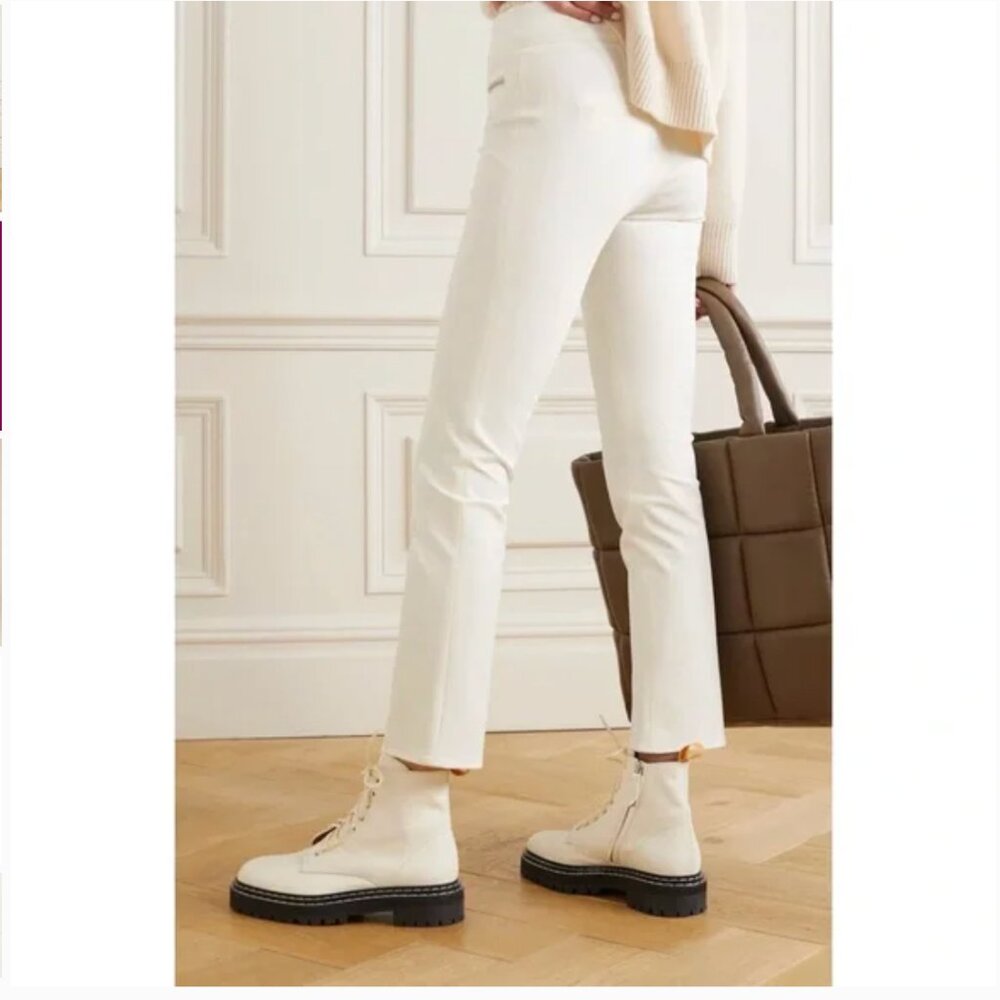Veronica Beard Metro Crop Stretch Twill Flared Pants White Size 8 - Picture 2 of 16